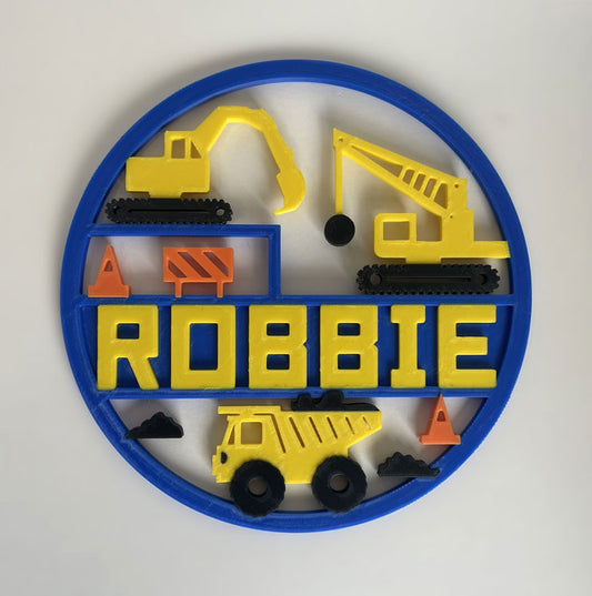 Personalised Bedroom Plaque - Construction Theme