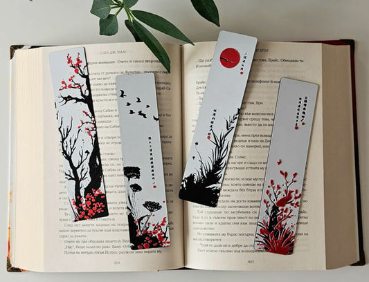 Red Blossom Bookmark Collection - Set of 4